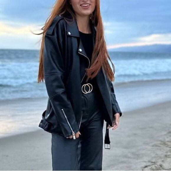 Angmifer Faux Leather Black Jacket Size M - Picture 3 of 11